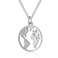 Titanium Steel Necklace Map Vacuum Ion Plating Unisex & hollow Length Approx 40 cm Sold By Bag