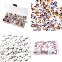 Schima Superba 2-hole Button, Rond plat, het drukken, verschillende verpakkingen stijl voor keuze & DIY, gemengde kleuren, 15mm, Verkocht door box