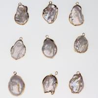 Sladkovodní Pearl Přívěsky, perla, s Mosaz, Nepravidelné, barva pozlacený, unisex, 10x20-15x25mm, Prodáno By PC