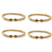 Non Magnetic Hematite Bracelet with Zinc Alloy golden elastic & Unisex gold color plated 8mm .5 Inch  Sold By PC