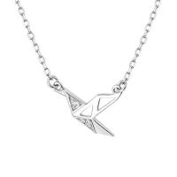 Brass Necklace with 1.97 extender chain Thousand Origami Cranes silver color plated for woman & with rhinestone silver color nickel lead & cadmium free Length 15.75 Inch Sold By PC