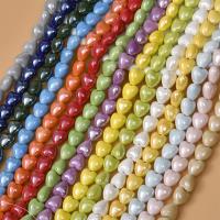 Perles nacrées en porcelaine, coeur, DIY, plus de couleurs à choisir, 12x13mm, Trou:Environ 2mm, Environ 25PC/brin, Vendu par brin