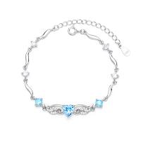 925 Sterling Silver Bracelet with 1.96 inch extender chain micro pave cubic zirconia & for woman silver color Length Approx 5.7 Inch Sold By PC