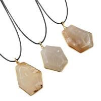 Cherry Blossom Agate Pendant with Brass gold color plated Unisex 30-35x40-46mm Sold By PC