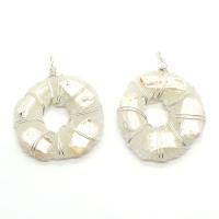 Freshwater Pearl Pendants Resin with Freshwater Pearl & Brass Donut silver color plated Unisex white 35x50- Sold By PC