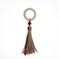 Schima Superba Napkin Ring with Linen Tassel gingham 180mm Sold By PC