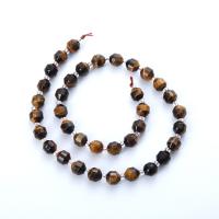 Tiger Eye Beads, Runde, poleret, du kan DIY & forskellig størrelse for valg & facetteret, blandede farver, Solgt Per Ca. 14.96 inch Strand