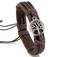 Cowhide Bracelet with Linen & Zinc Alloy fashion jewelry & Unisex Sold By PC