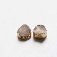 Naturlig Ice Quartz Agate perler, med Messing, guldfarve belagt, du kan DIY, flere farver til valg, 10mm, Solgt af PC