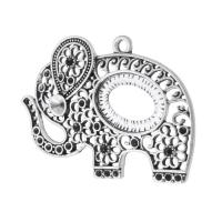 Zinc Alloy Animal Pendants Elephant antique silver color plated DIY & hollow nickel lead & cadmium free Approx 2.5mm Sold By KG