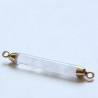 Gemstone Connector Natural Stone with Brass Column gold color plated DIY & 1/1 loop Sold By PC
