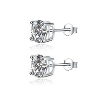 Cubic Zircon (CZ) Stud Earring 925 Sterling Silver plated micro pave cubic zirconia & for woman Sold By Pair
