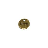 Zinc Alloy Message Pendants Flat Round antique bronze color plated DIY & with letter pattern & single-sided nickel lead & cadmium free 15mm Sold By PC