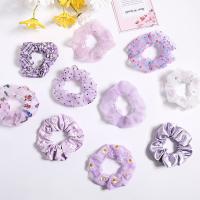Hair Scrunchies Cloth with Gauze Round & for woman purple 100mm Sold By PC