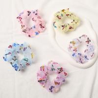 Hair Scrunchies Organza Butterfly printing Korean style & for woman 100mm Sold By PC