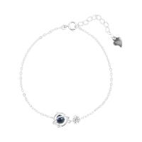 Cubic Zirconia Micro Pave Sterling Silver Bracelet 925 Sterling Silver with Blue Sandstone plated micro pave cubic zirconia & for woman 190mm Sold By PC