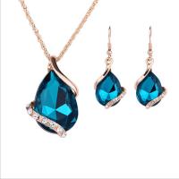 Crystal Jewelry Sets Zinc Alloy with Crystal Teardrop gold color plated 2 pieces & for woman & with rhinestone Length Approx 17 Inch Sold By Set
