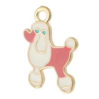 Zinc Alloy Enamel Pendants Dog gold color plated Unisex pink nickel lead & cadmium free Approx 2mm Approx Sold By Bag