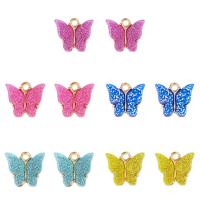 Acrylic Pendants Zinc Alloy with Acrylic Butterfly gold color plated DIY nickel lead & cadmium free 5-7mm Sold By Bag