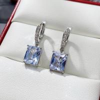 Cubic Zircon (CZ) Drop Earring Brass platinum color plated micro pave cubic zirconia & for woman Sold By Pair