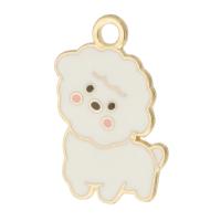 Zinc Alloy Enamel Pendants Dog gold color plated Unisex white nickel lead & cadmium free Approx 2mm Approx Sold By Bag