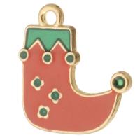 Zinc Alloy Christmas Pendants gold color plated Unisex & enamel red nickel lead & cadmium free Approx 2mm Approx Sold By Bag