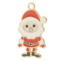 Zinc Alloy Christmas Pendants Santa Claus gold color plated Unisex & enamel & with rhinestone red nickel lead & cadmium free Approx 2mm Approx Sold By Bag