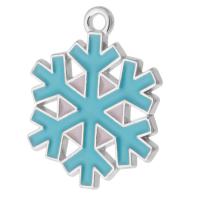 Zinc Alloy Enamel Pendants Snowflake silver color plated Unisex blue nickel lead & cadmium free Approx 1.5mm Approx Sold By Bag