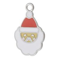 Zinc Alloy Christmas Pendants Santa Claus silver color plated Unisex & enamel mixed colors nickel lead & cadmium free Approx 2mm Approx Sold By Bag