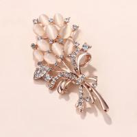 Cats Eye Brooch Zinc Alloy with Cats Eye Bouquet rose gold color plated fashion jewelry & for woman & with rhinestone rose gold color nickel lead & cadmium free Sold By PC
