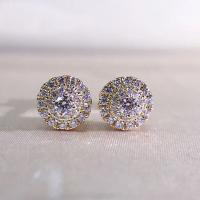 Cubic Zirconia Micro Pave Brass Earring plated micro pave cubic zirconia & for woman 9mm Sold By Pair