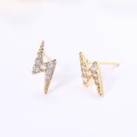 Cubic Zirconia Micro Pave Brass Earring Lightning Symbol plated micro pave cubic zirconia & for woman Sold By Pair