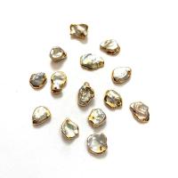 Ciondoli perle d'acqua dolci, perla d'acquadolce coltivata naturalmente, with ottone, Irregolare, placcato color oro, unisex, bianco, 8x10-10x15mm, Venduto da PC