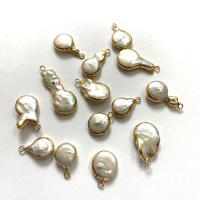 perla d'acquadolce coltivata naturalmente pendente, with ottone, Irregolare, placcato color oro, unisex, bianco, 8x10-15x35mm, Venduto da PC