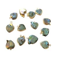 Freshwater Pearl Pendants with Brass Heart gold color plated Unisex green Sold By PC
