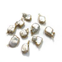 Freshwater Pearl Pendants with Brass irregular gold color plated Unisex white 8x15- Sold By PC