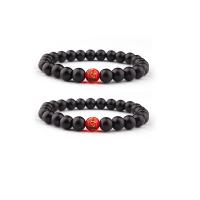 Black Agate Bracelets with Crystal Round elastic & Unisex black 8mm Length 7.5 Inch Sold By PC