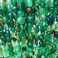 Φυσικά Χάντρες Πράσινη Agate, Nuggets, γυαλισμένο, DIY & διαφορετικό μέγεθος για την επιλογή, πράσινος, Sold Per Περίπου 14.96 inch Strand
