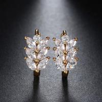 Cubic Zirconia Micro Pave Brass Earring Wheat fashion jewelry & micro pave cubic zirconia & for woman nickel lead & cadmium free 11mm Sold By Pair
