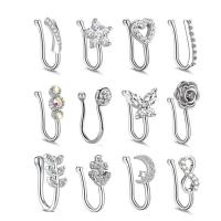 Brass Nose Piercing Jewelry plated 12 pieces & fashion jewelry & Unisex & micro pave cubic zirconia Sold By Set