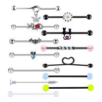 Stainless Steel Straight Barbell 304 Stainless Steel Vacuum Ion Plating 13 pieces & fashion jewelry & Unisex mixed colors Sold By Set