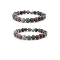 Natural Tourmaline Bracelet Indian Agate Round elastic & Unisex mixed colors 8mm Length 7.5 Inch Sold By PC