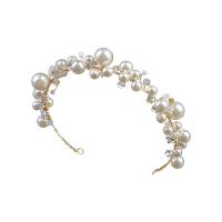 Haarbanden, Zinc Alloy, met Kristal & Plastic Pearl, handgemaakt, mode sieraden & voor vrouw, gouden, nikkel, lood en cadmium vrij, 390x150x140mm, Verkocht door PC