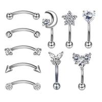 304 Stainless Steel Piercing Earring Vacuum Ion Plating 10 pieces & fashion jewelry & with rhinestone Sold By Set