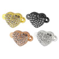 Tibetan Style Magnetic Clasp, Heart, plated, DIY & with rhinestone, more colors for choice, 18x11x7mm, Hole:Approx 2mm, Sold By PC