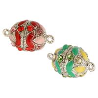 Tibetan Style Magnetic Clasp, platinum color plated, DIY & enamel & with rhinestone, more colors for choice, 22.50x114x14mm, Hole:Approx 1.5mm, Sold By PC