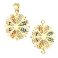 Cubic Zirconia Micro Pave Brass Pendant Snowflake gold color plated fashion jewelry & DIY & micro pave cubic zirconia & for woman multi-colored Sold By Lot