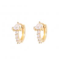 Cubic Zirconia Micro Pave Brass Earring gold color plated & micro pave cubic zirconia & for woman Sold By PC