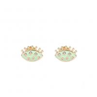Cubic Zirconia Micro Pave Brass Earring gold color plated micro pave cubic zirconia & for woman & enamel Sold By Pair