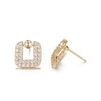 Cubic Zirconia Micro Pave Brass Earring gold color plated & micro pave cubic zirconia & for woman Sold By Pair
